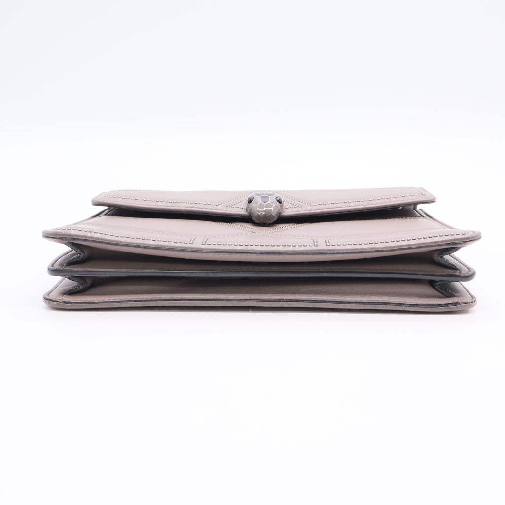 Grey Leather Serpenti Studded Diamond Blast Shoulder Bag  LDJ3018