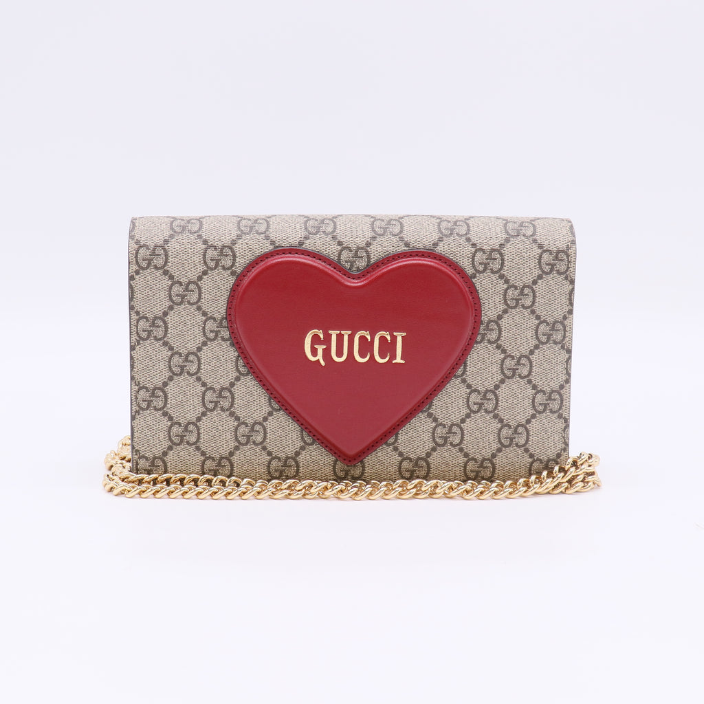 Beige/Ebony Supreme Canvas Valentine's Day Wallet On Chain Bag W22659