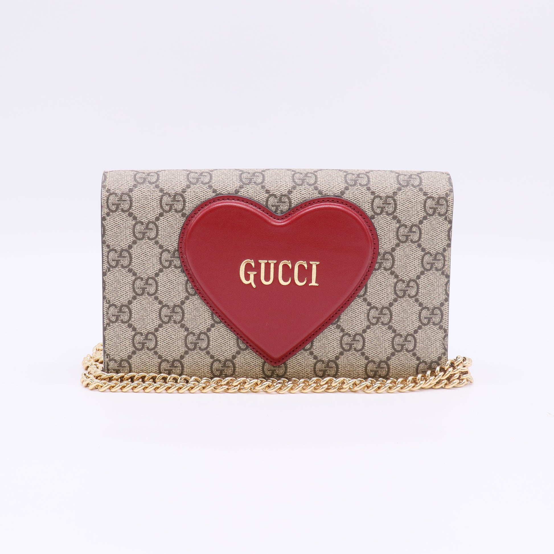 Beige/Ebony Supreme Canvas Valentine's Day Wallet On Chain Bag W22659