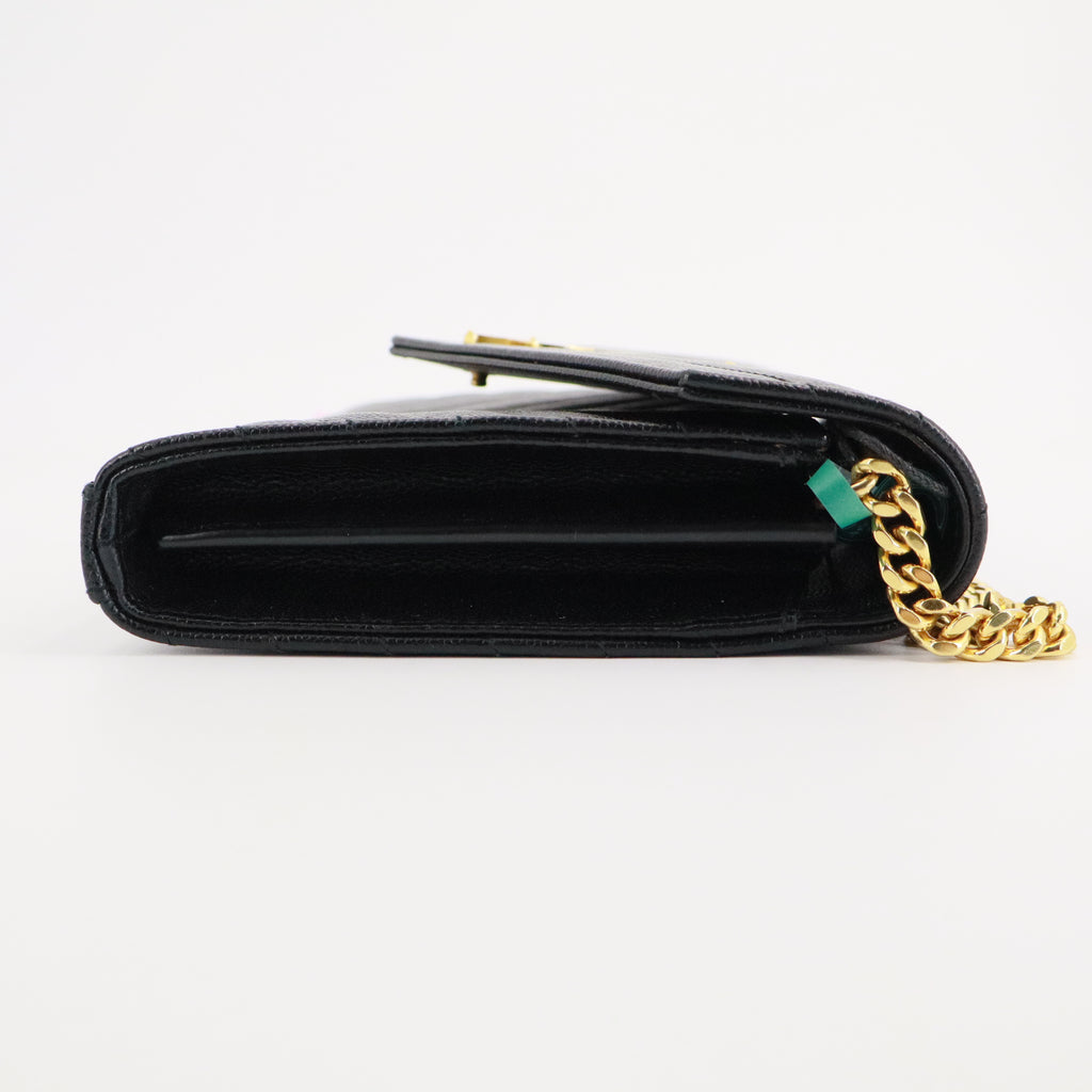 Grain De Poudre Matelasse Chevron Monogram Envelope Chain Wallet Black Twins
