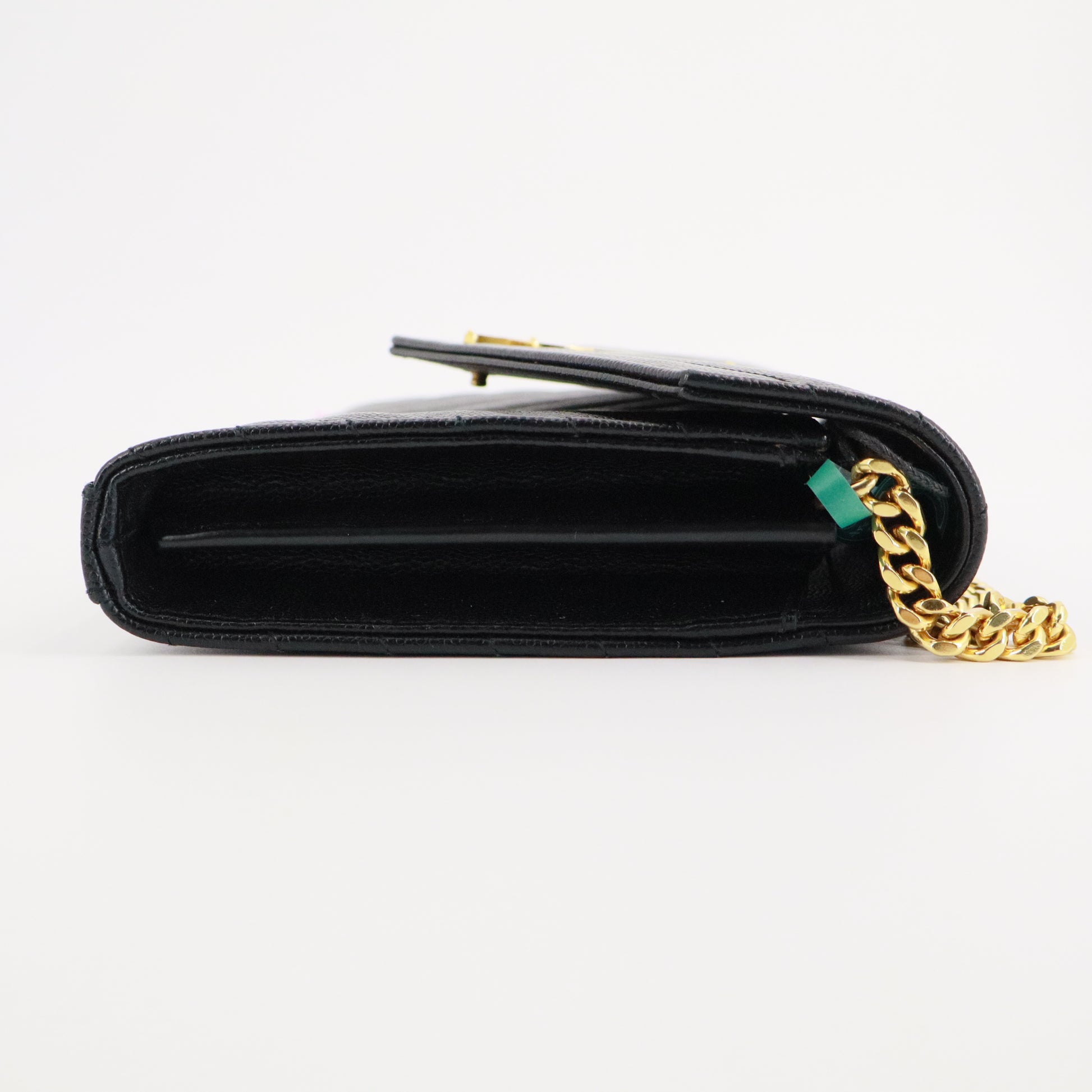 Grain De Poudre Matelasse Chevron Monogram Envelope Chain Wallet Black Twins