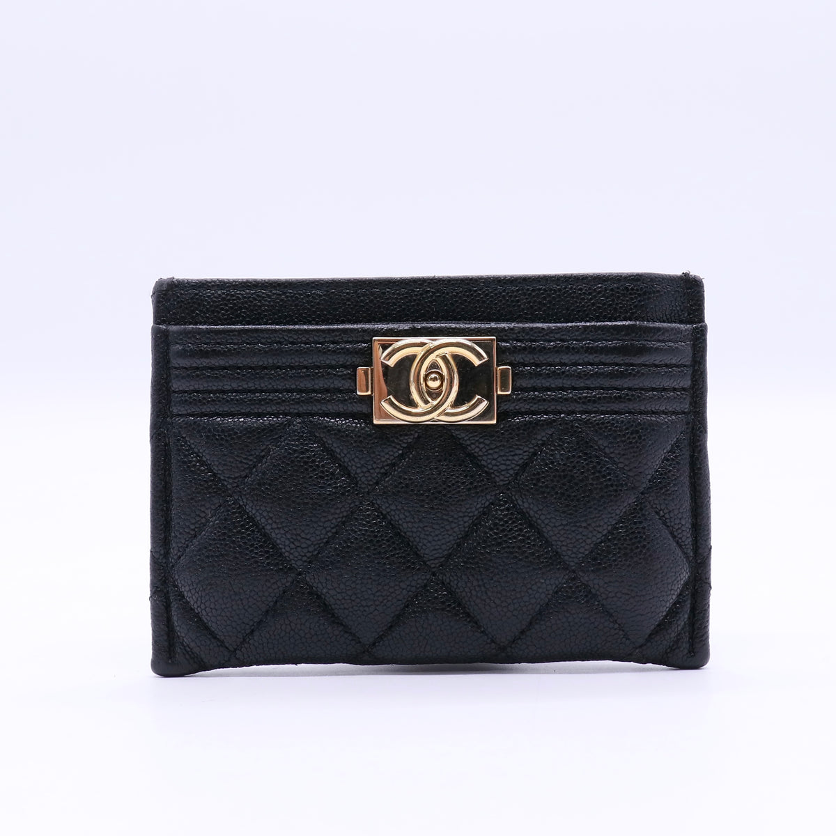 Chanel Caviar Quilted Zip Card Holder Black twins W20780