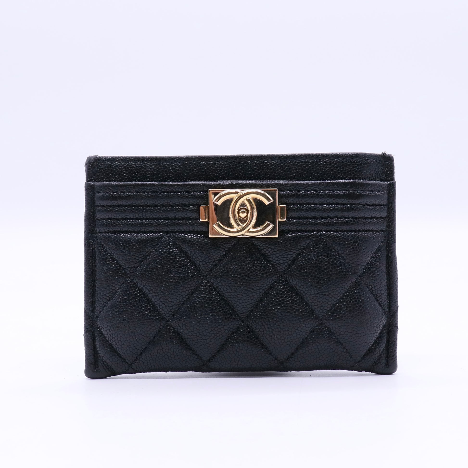 Chanel Caviar Quilted Zip Card Holder Black twins W20780