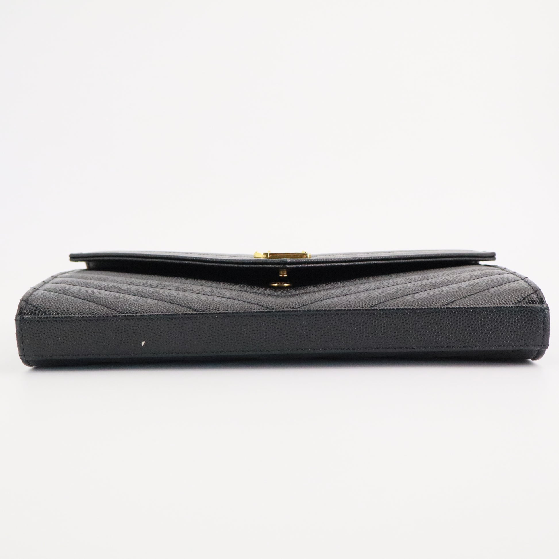 Grain De Poudre Matelasse Chevron Monogram Envelope Chain Wallet Black Twins