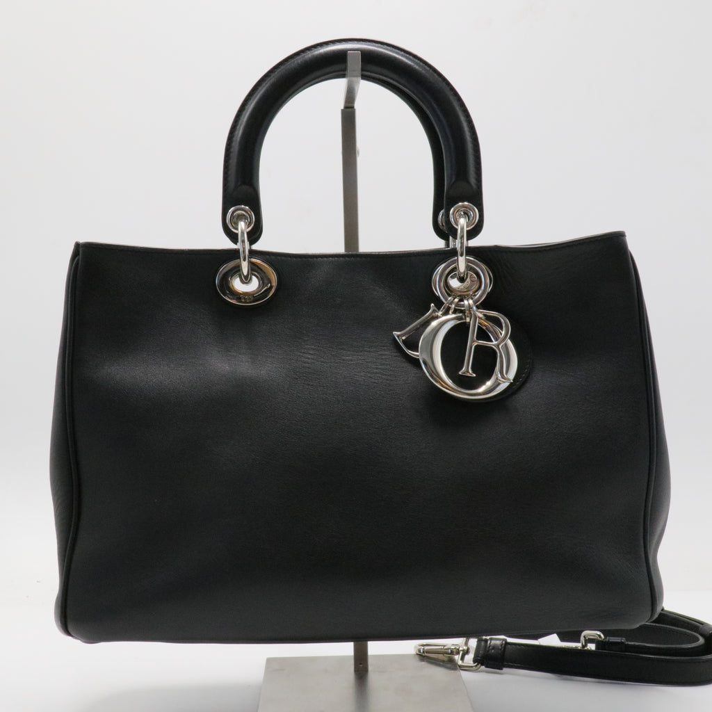 Black Leather Diorissimo Shopper Tote