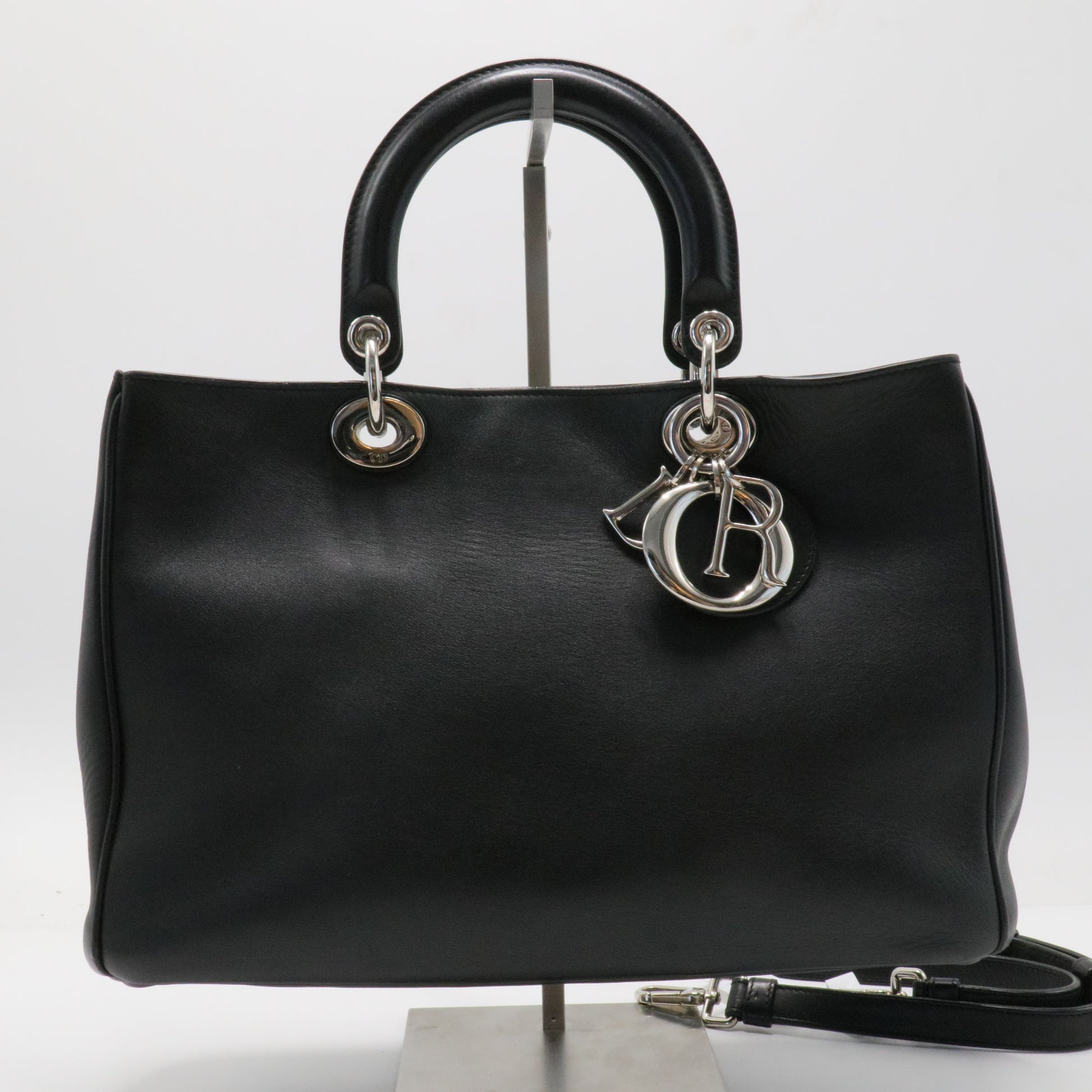 Black Leather Diorissimo Shopper Tote