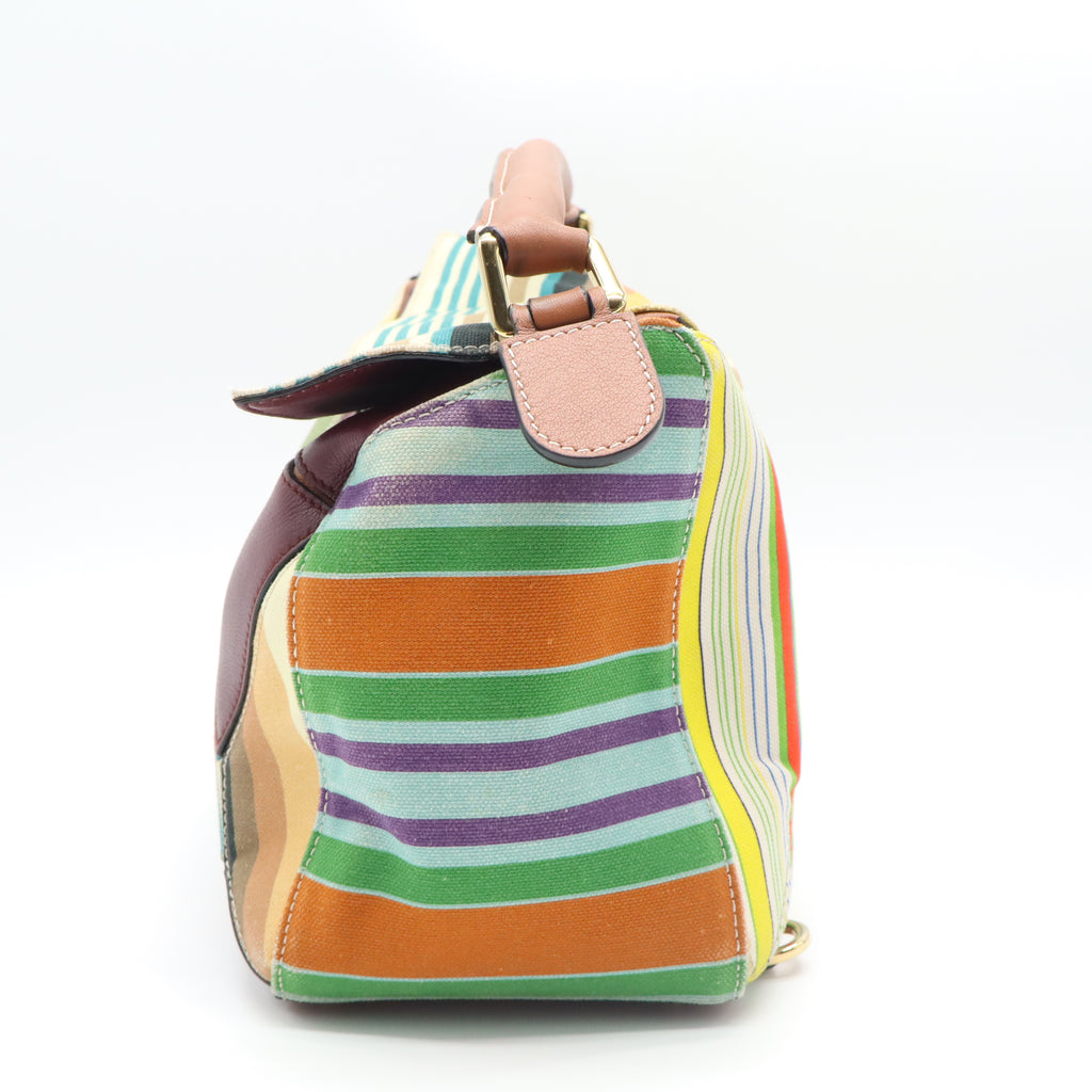 Loewe Puzzle Medium Multicolor Striped Canvas Leather Crossbody Bag B21418