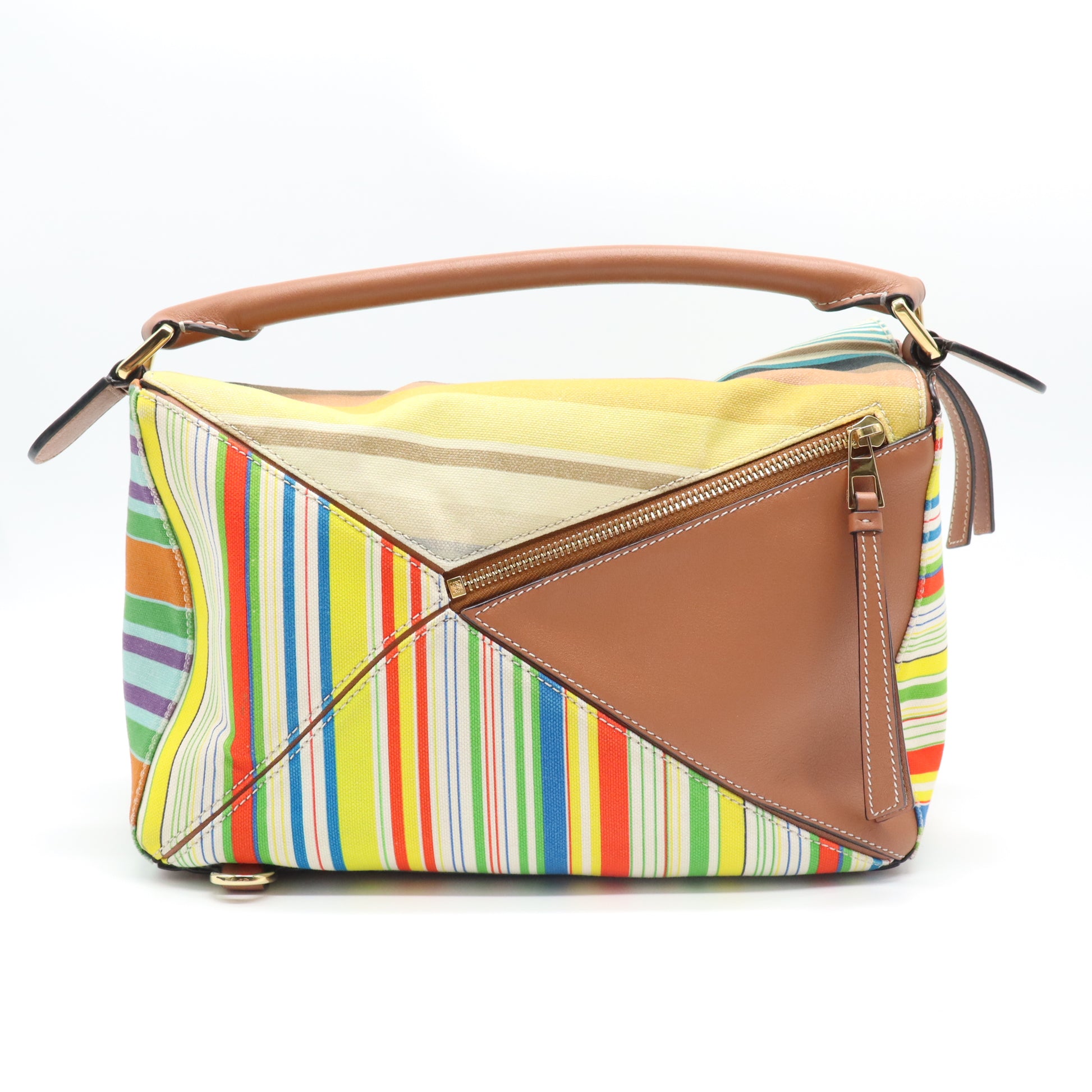 Loewe Puzzle Medium Multicolor Striped Canvas Leather Crossbody Bag B21418