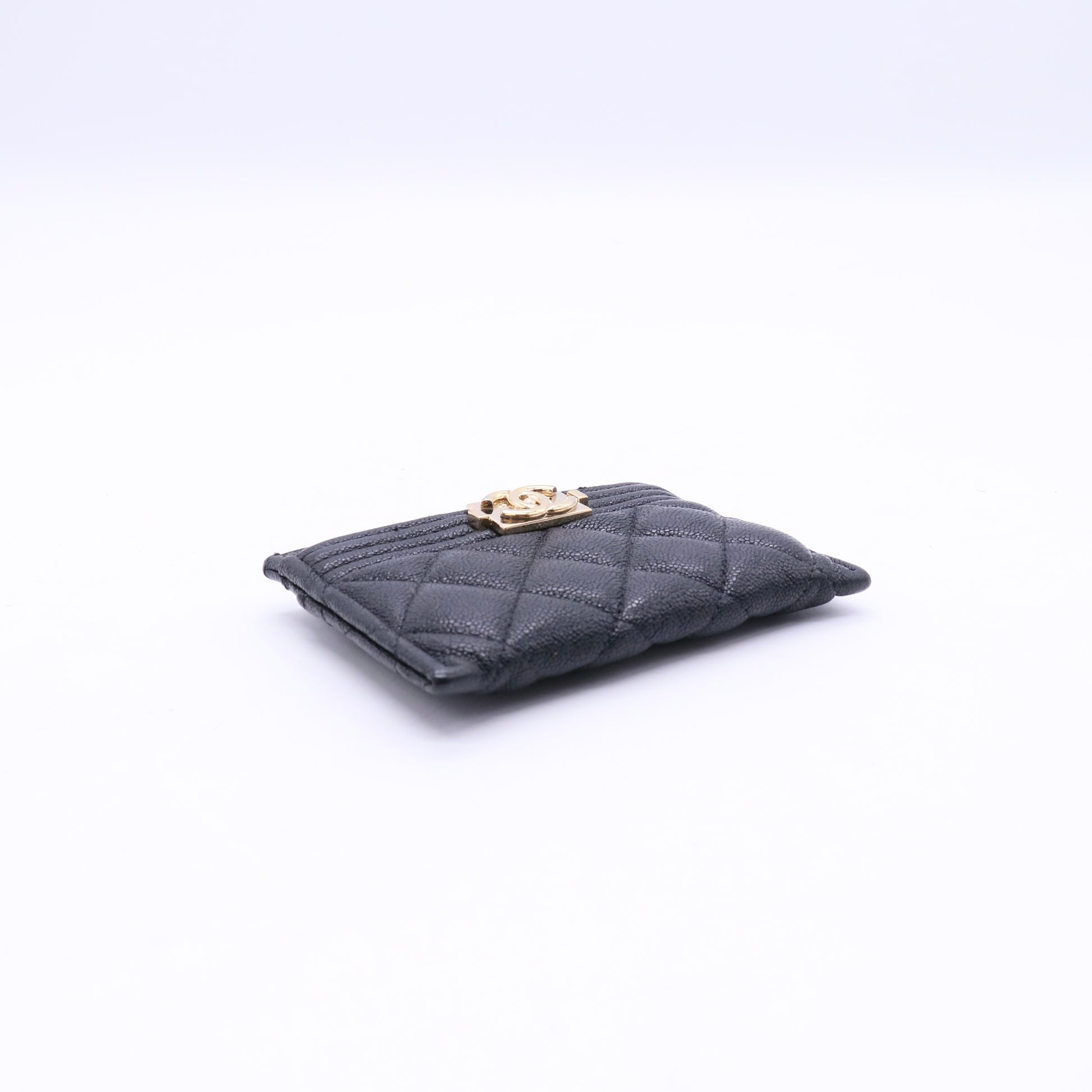 Chanel Caviar Quilted Zip Card Holder Black twins W20780