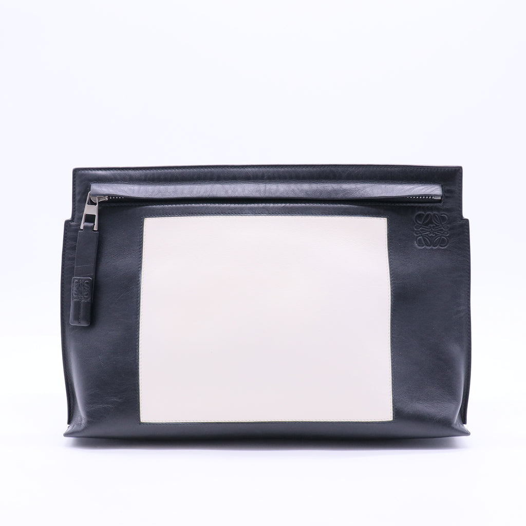 Black and White Leather Clutch Bag
