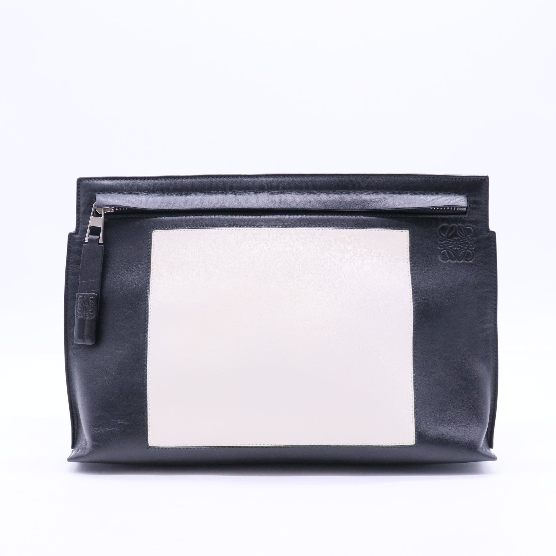 Black and White Leather Clutch Bag