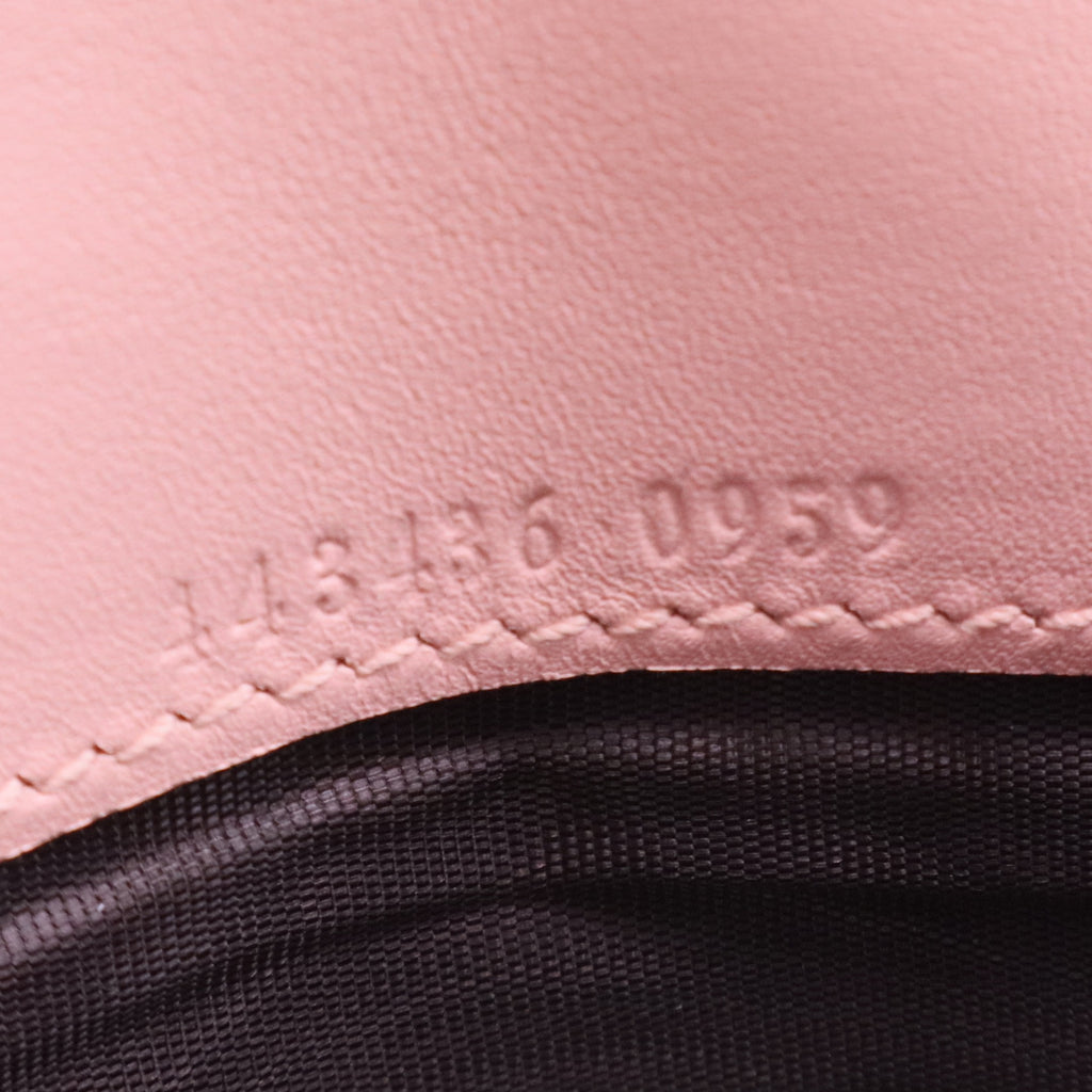 GUCCI Authentic GG Marmont Dusty Pink Leather Continental Flap Wallet with Gold-Tone Hardware Quilted Chevron Pattern twins