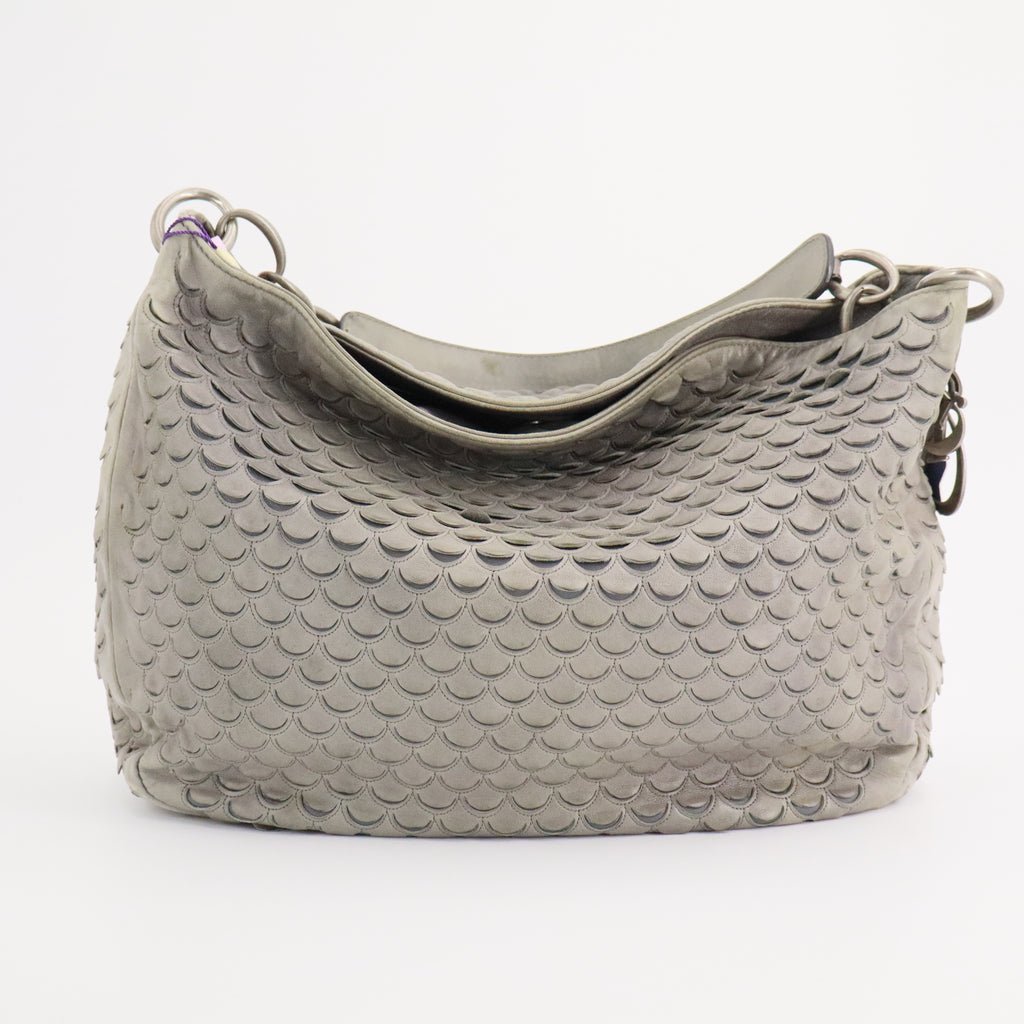 Scallop/Scale-embossed Leather Shoulder Bag twins