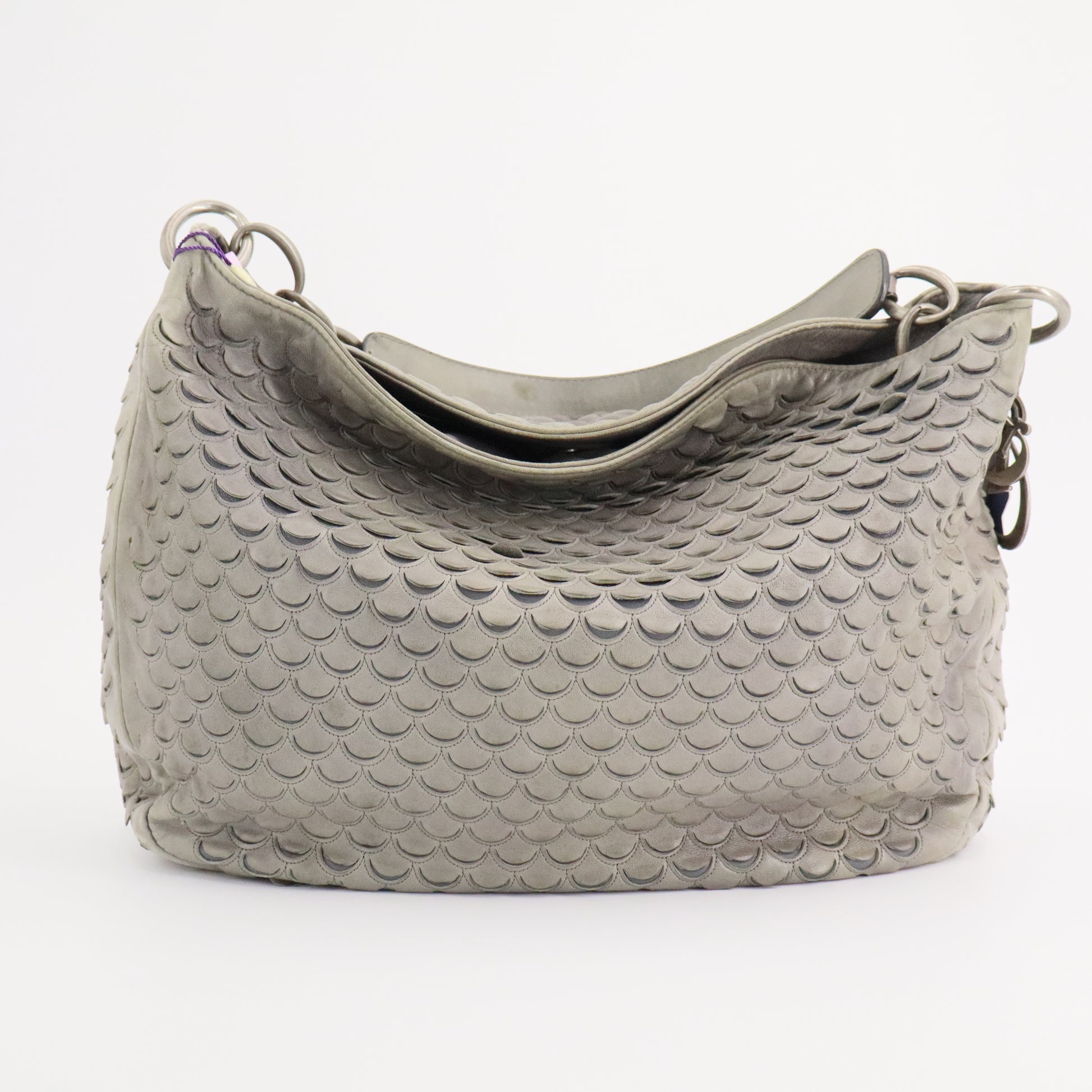 Scallop/Scale-embossed Leather Shoulder Bag twins