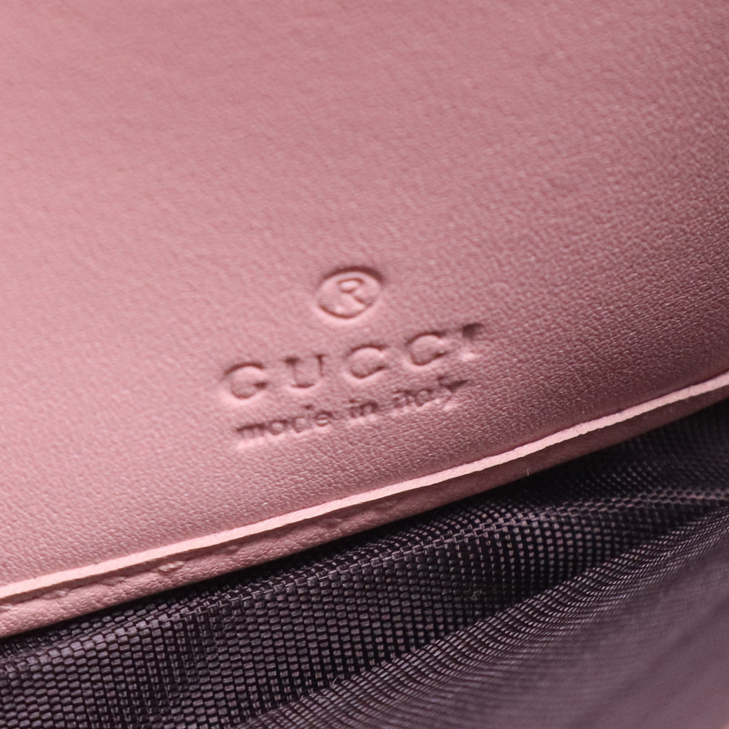 GUCCI Authentic GG Marmont Dusty Pink Leather Continental Flap Wallet with Gold-Tone Hardware Quilted Chevron Pattern twins