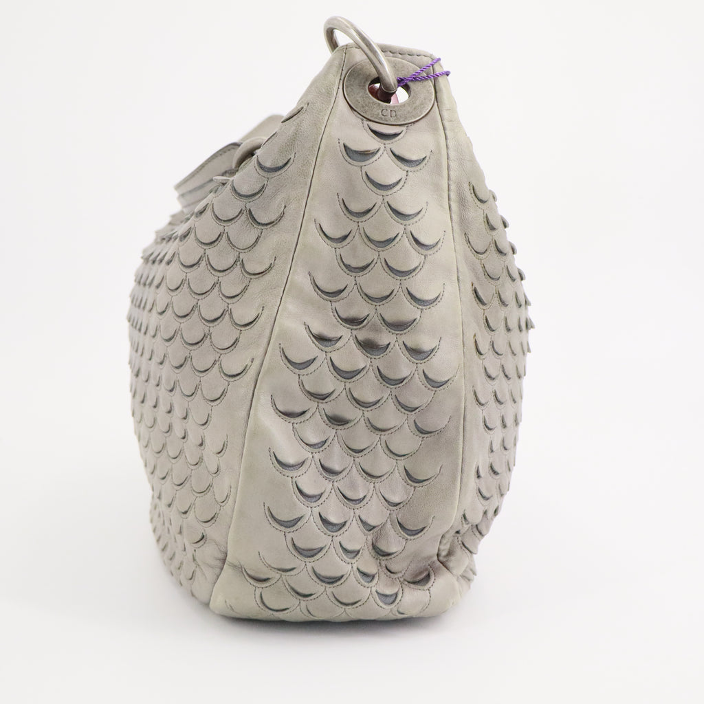 Scallop/Scale-embossed Leather Shoulder Bag twins