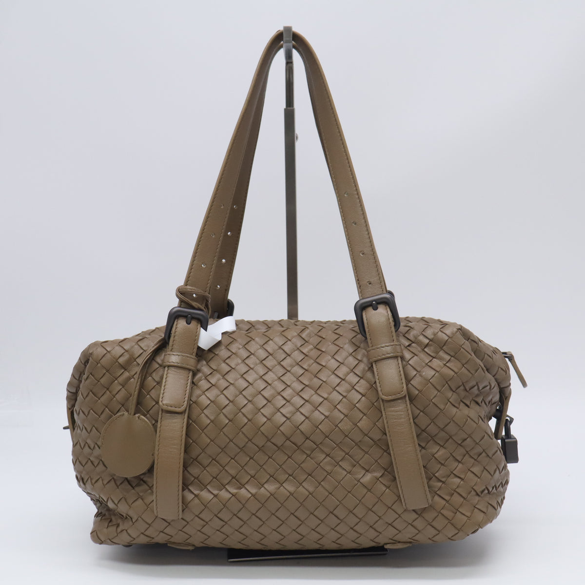 Grey Intrecciato Leather Montaigne Satchel B24000