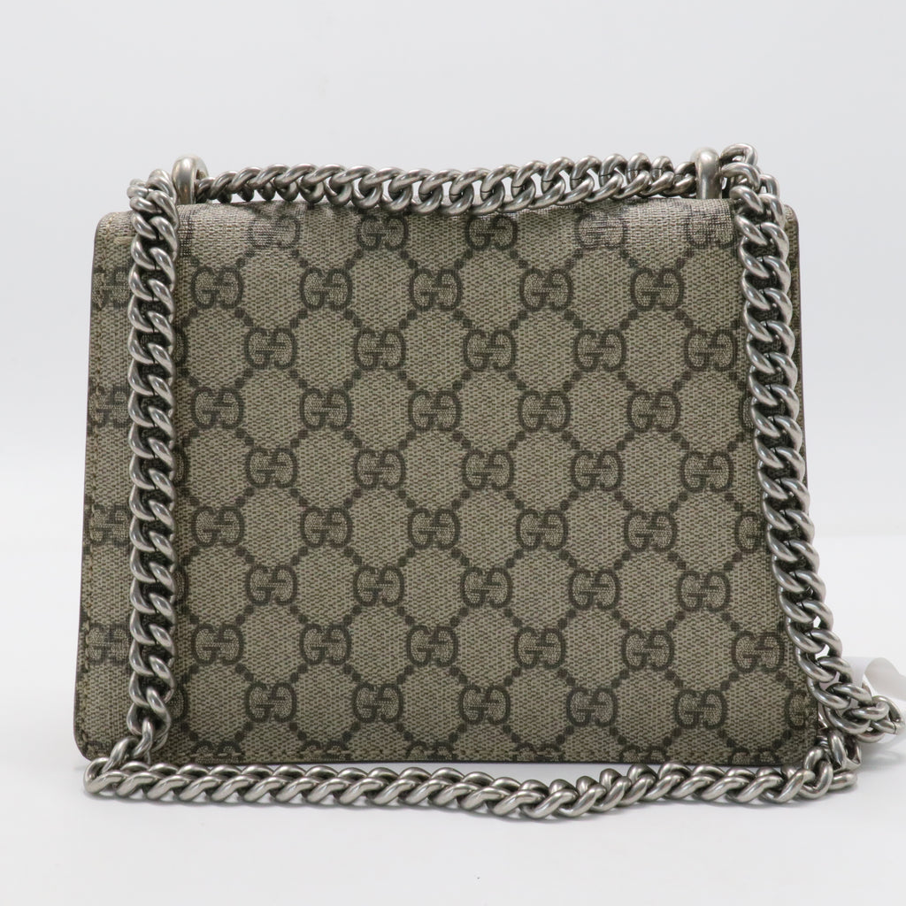 GG Supreme Monogram Suede Mini Dionysus Shoulder Bag Beige Ebony Vulcanic Red