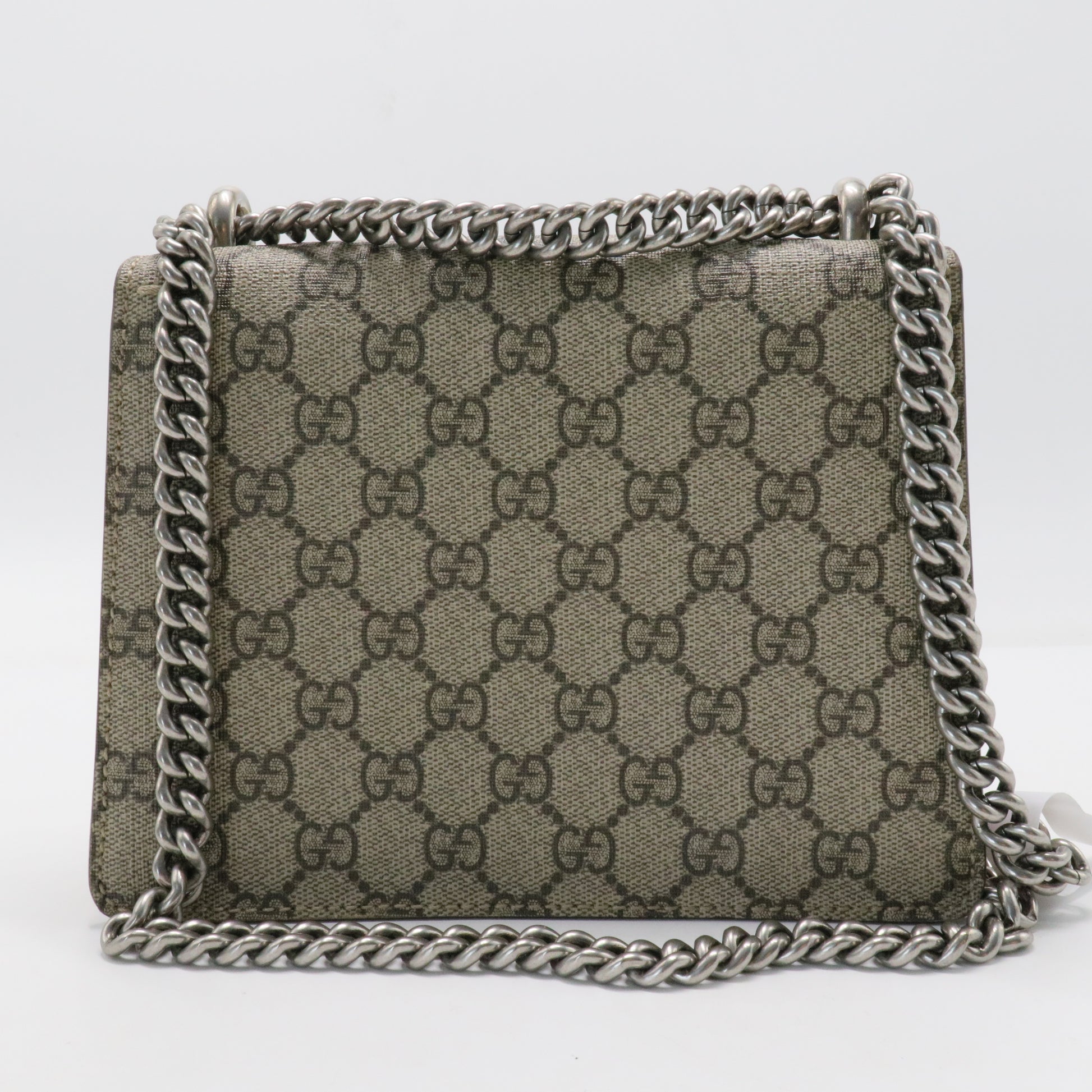 GG Supreme Monogram Suede Mini Dionysus Shoulder Bag Beige Ebony Vulcanic Red
