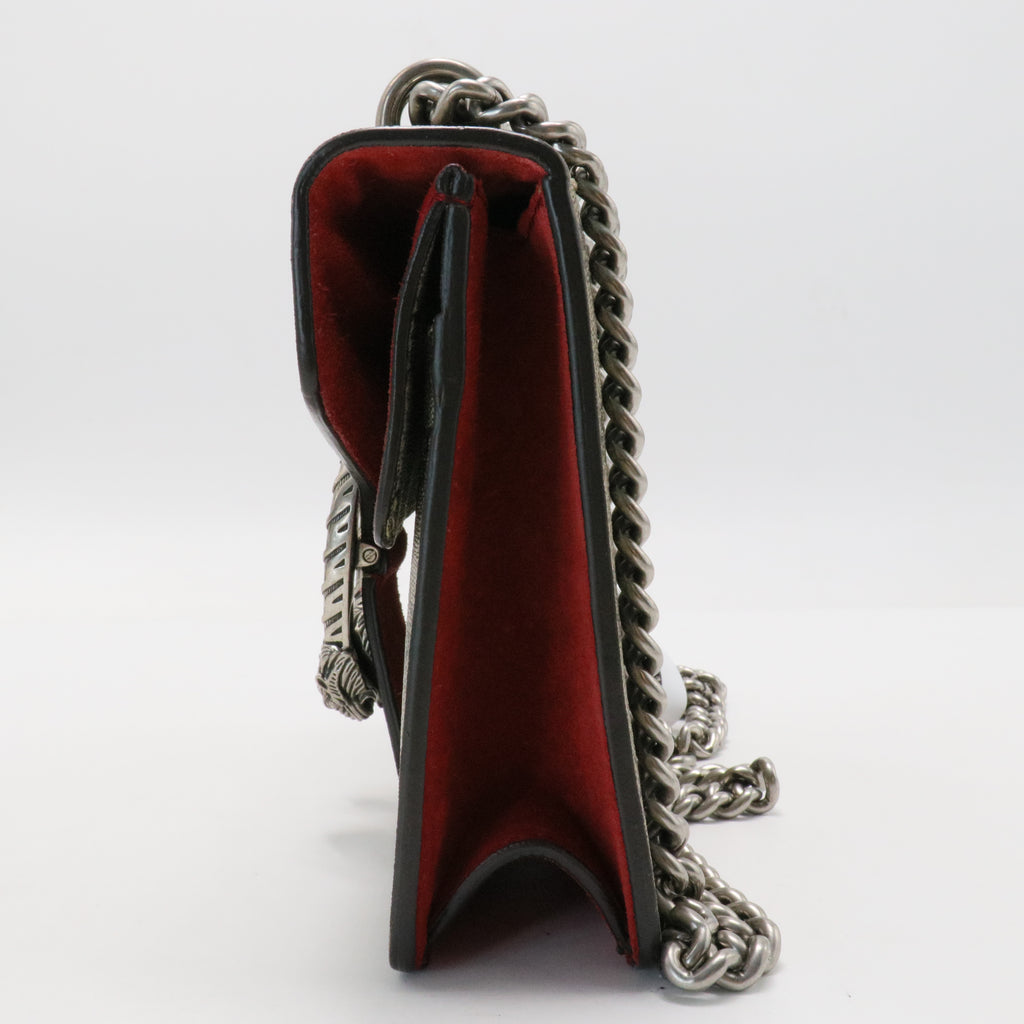 GG Supreme Monogram Suede Mini Dionysus Shoulder Bag Beige Ebony Vulcanic Red