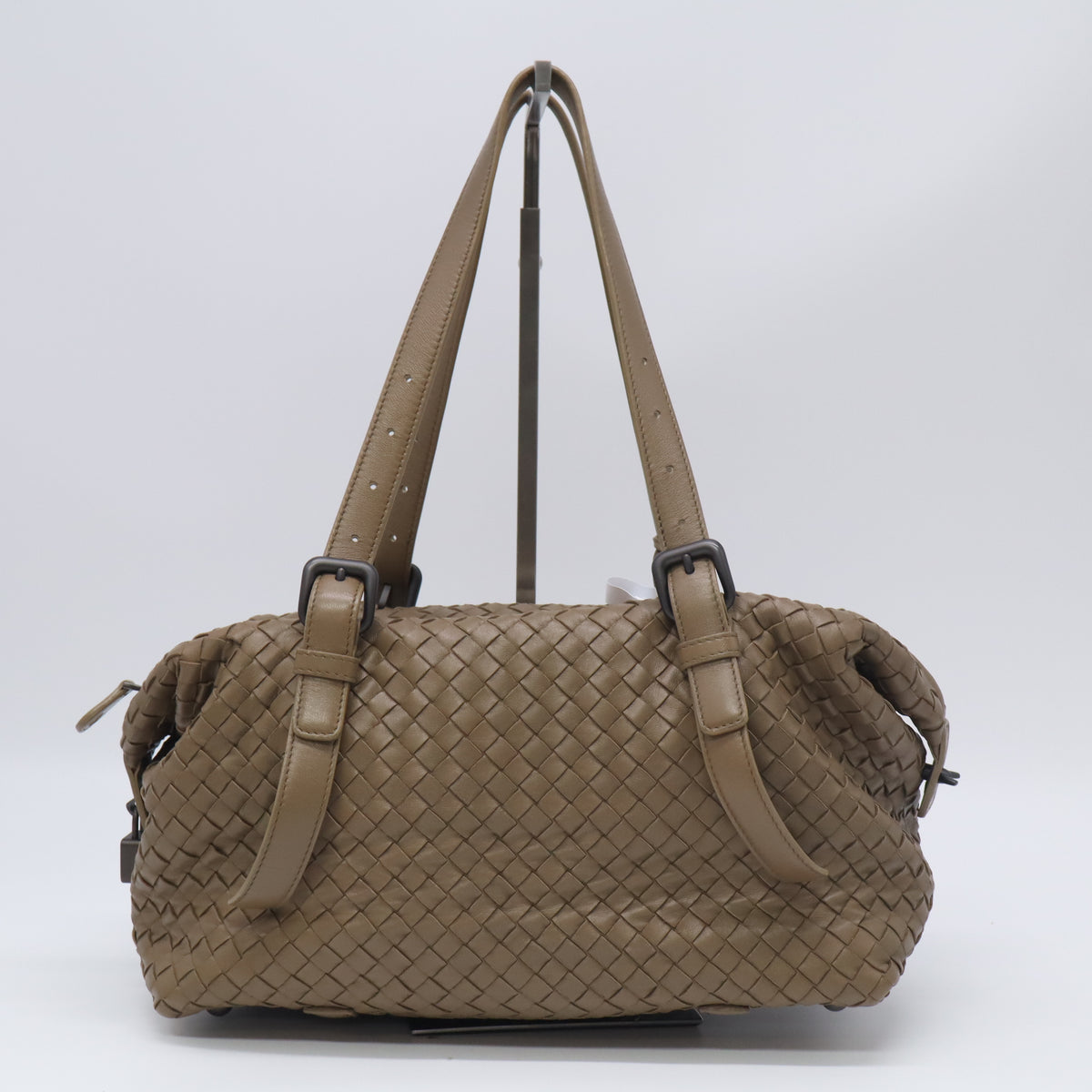 Grey Intrecciato Leather Montaigne Satchel B24000