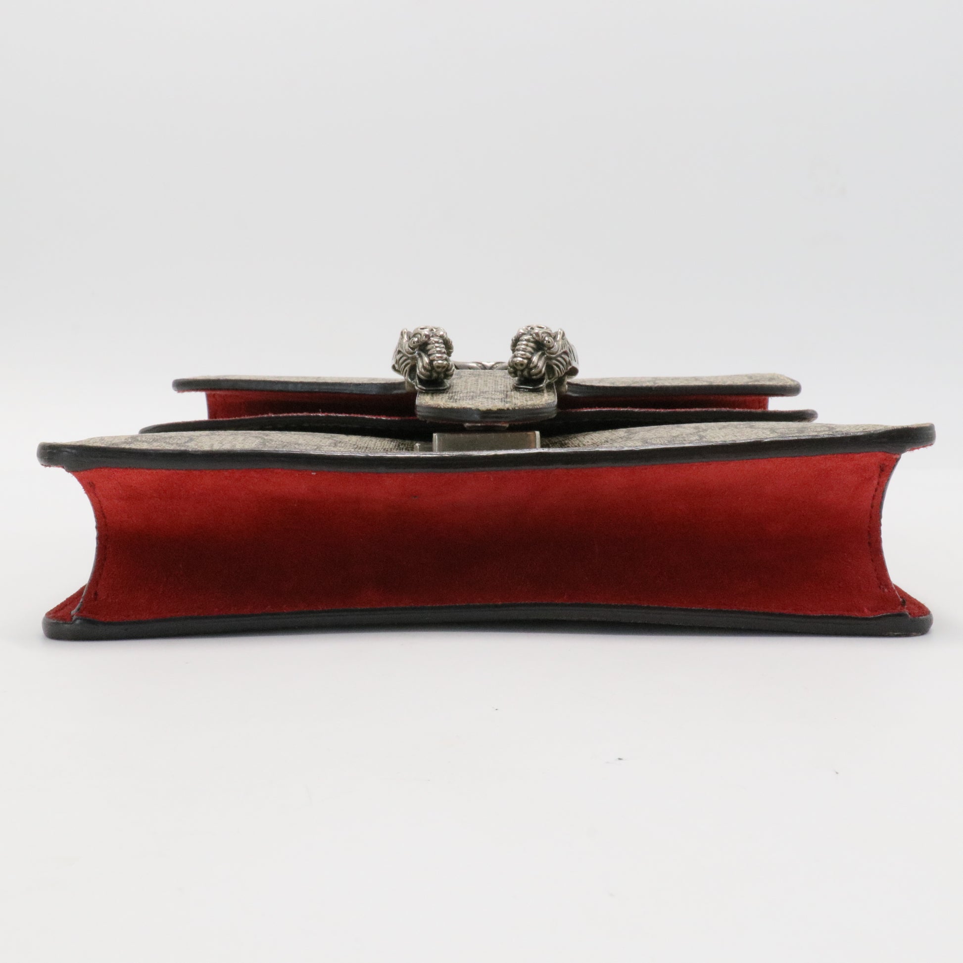 GG Supreme Monogram Suede Mini Dionysus Shoulder Bag Beige Ebony Vulcanic Red