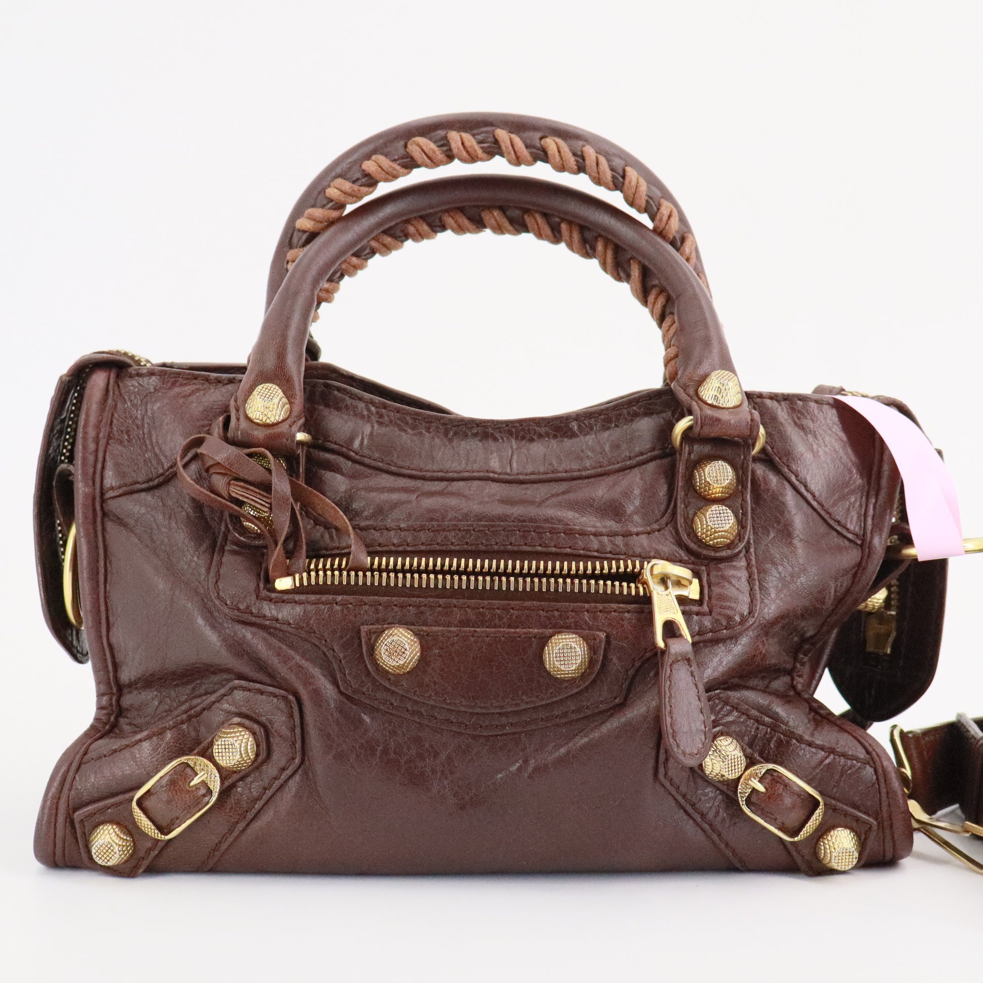 Metallic Edge Hardware Mini City Bag Burgundy twins