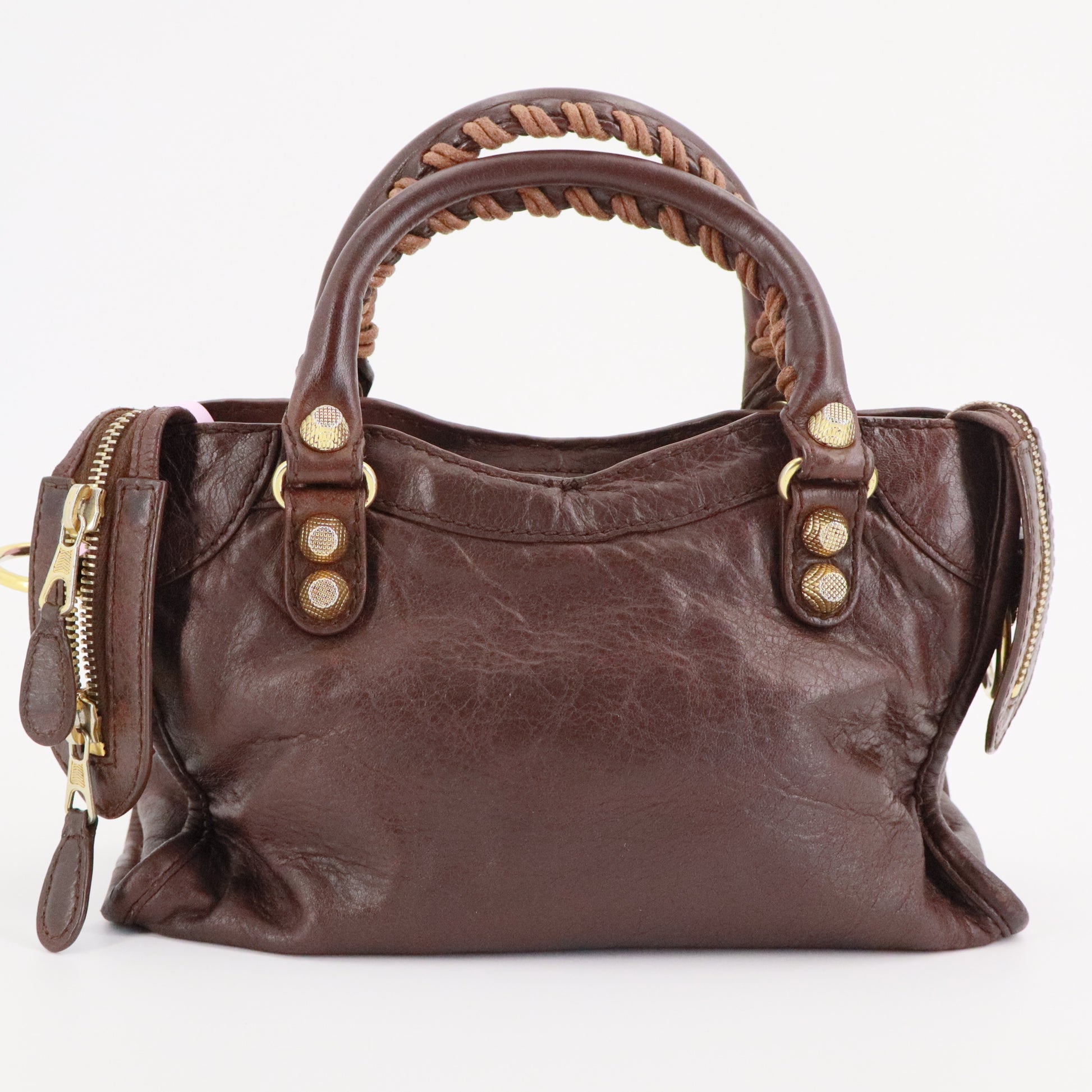 Metallic Edge Hardware Mini City Bag Burgundy twins