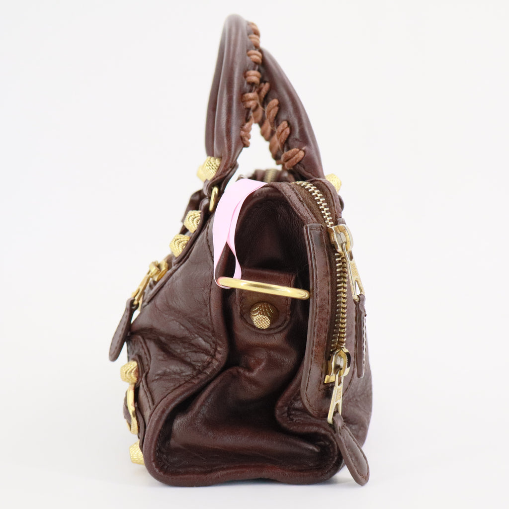 Metallic Edge Hardware Mini City Bag Burgundy twins