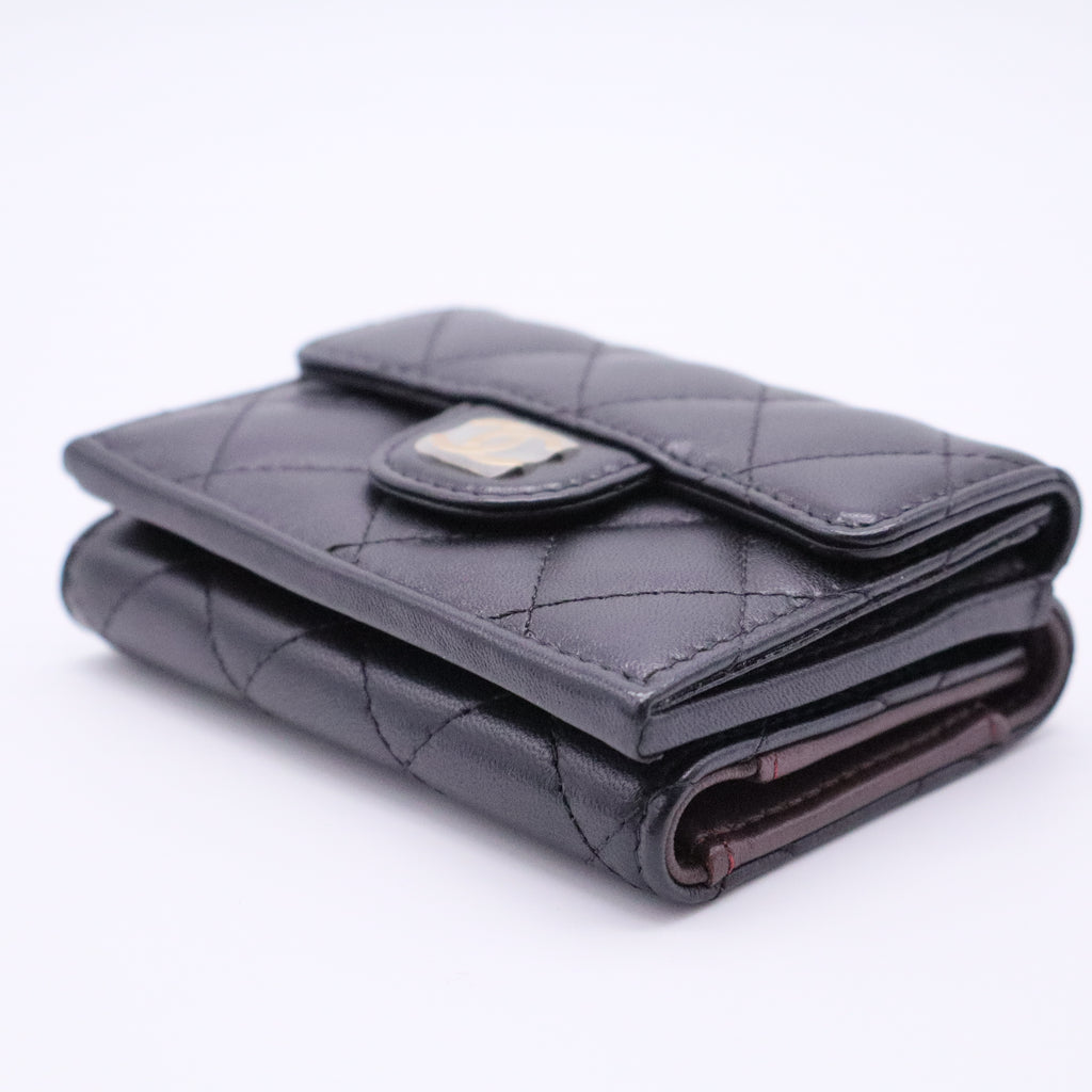 Caviar Quilted Flap Card Holder Wallet