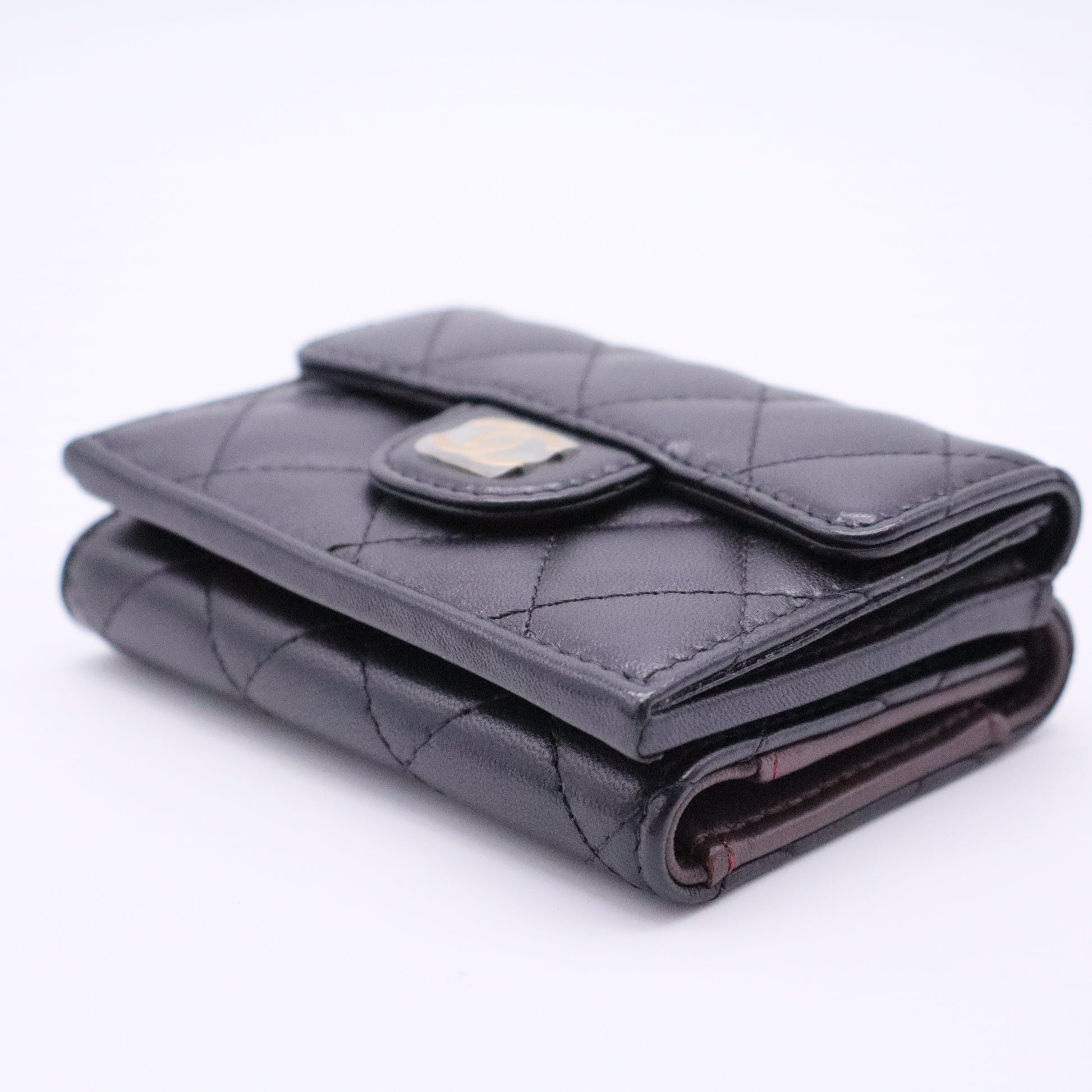 Caviar Quilted Flap Card Holder Wallet