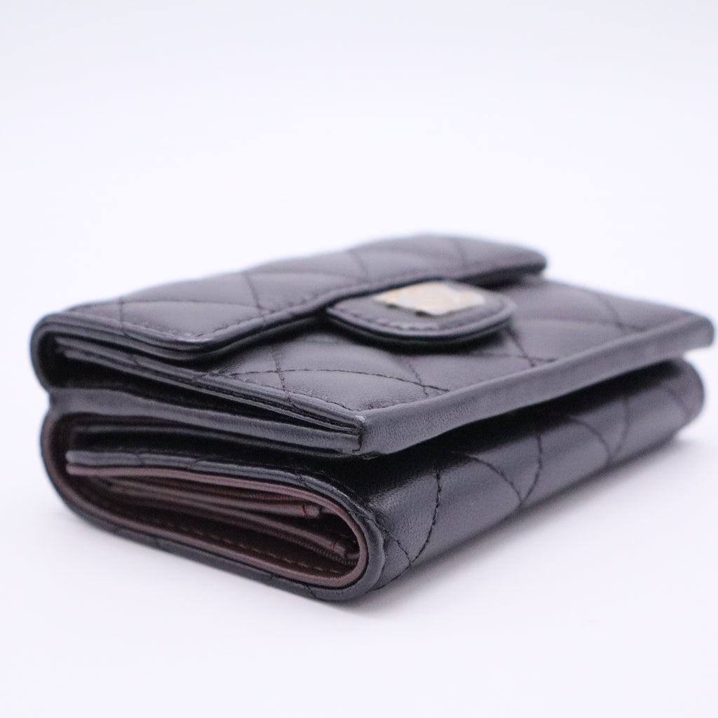 Caviar Quilted Flap Card Holder Wallet