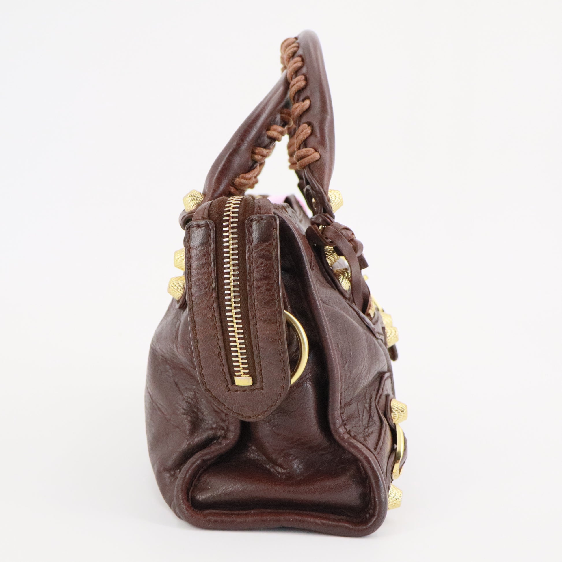 Metallic Edge Hardware Mini City Bag Burgundy twins
