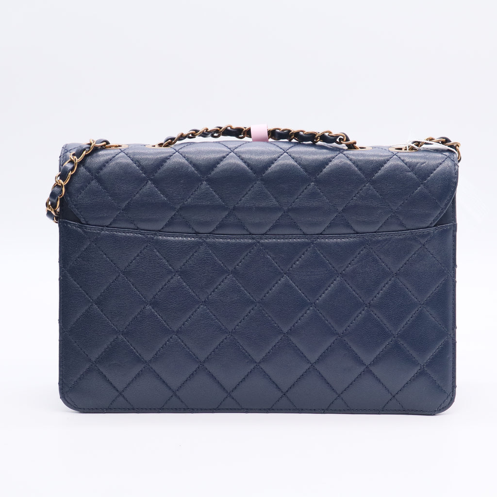 Beauty Lock Flap Bag Quilted Sheepskin Large Twins LDJ3041
