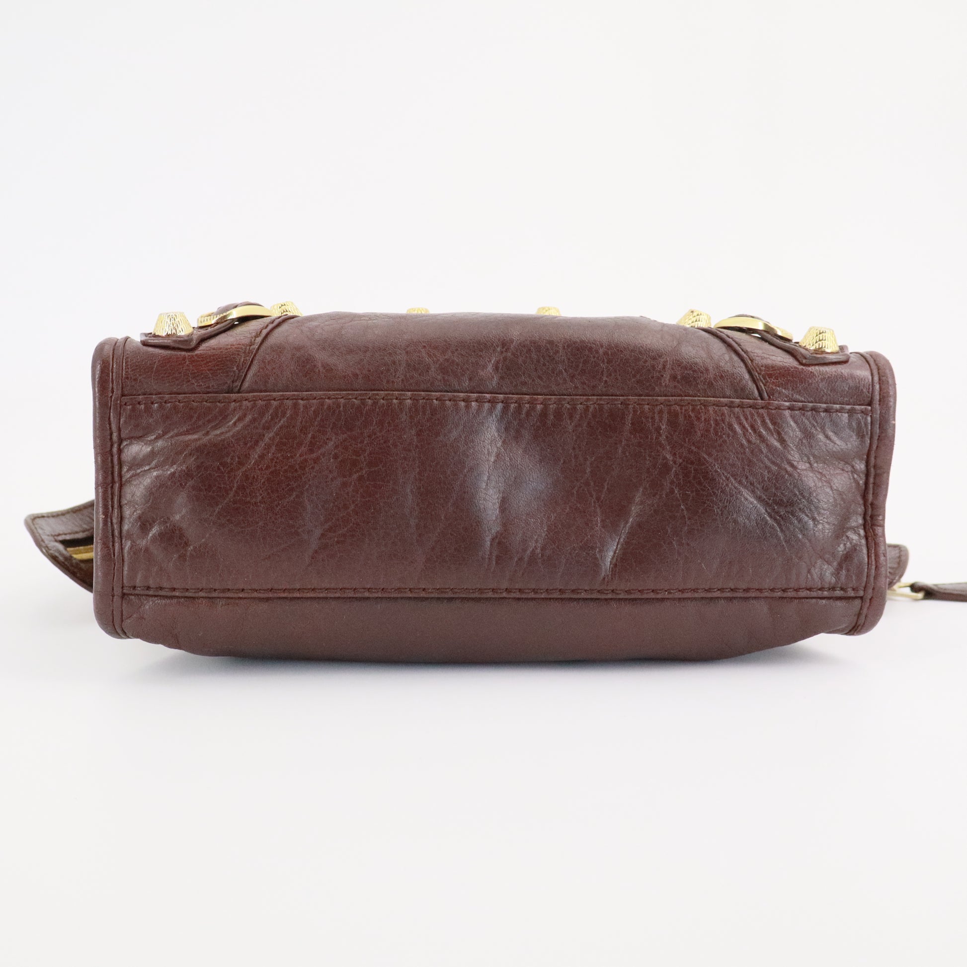 Metallic Edge Hardware Mini City Bag Burgundy twins