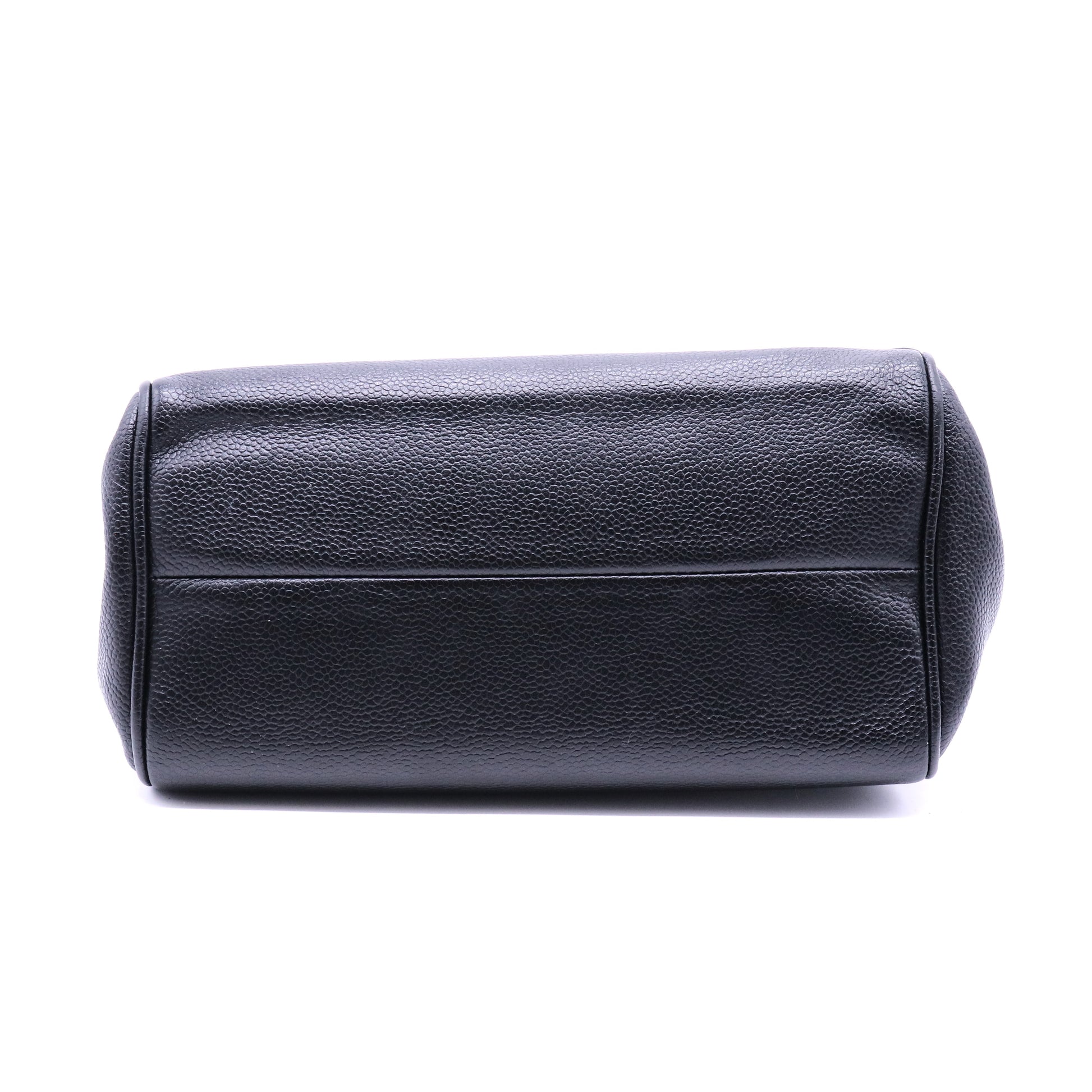 Accordion Push Lock Flap Bag Quilted Caviar Small