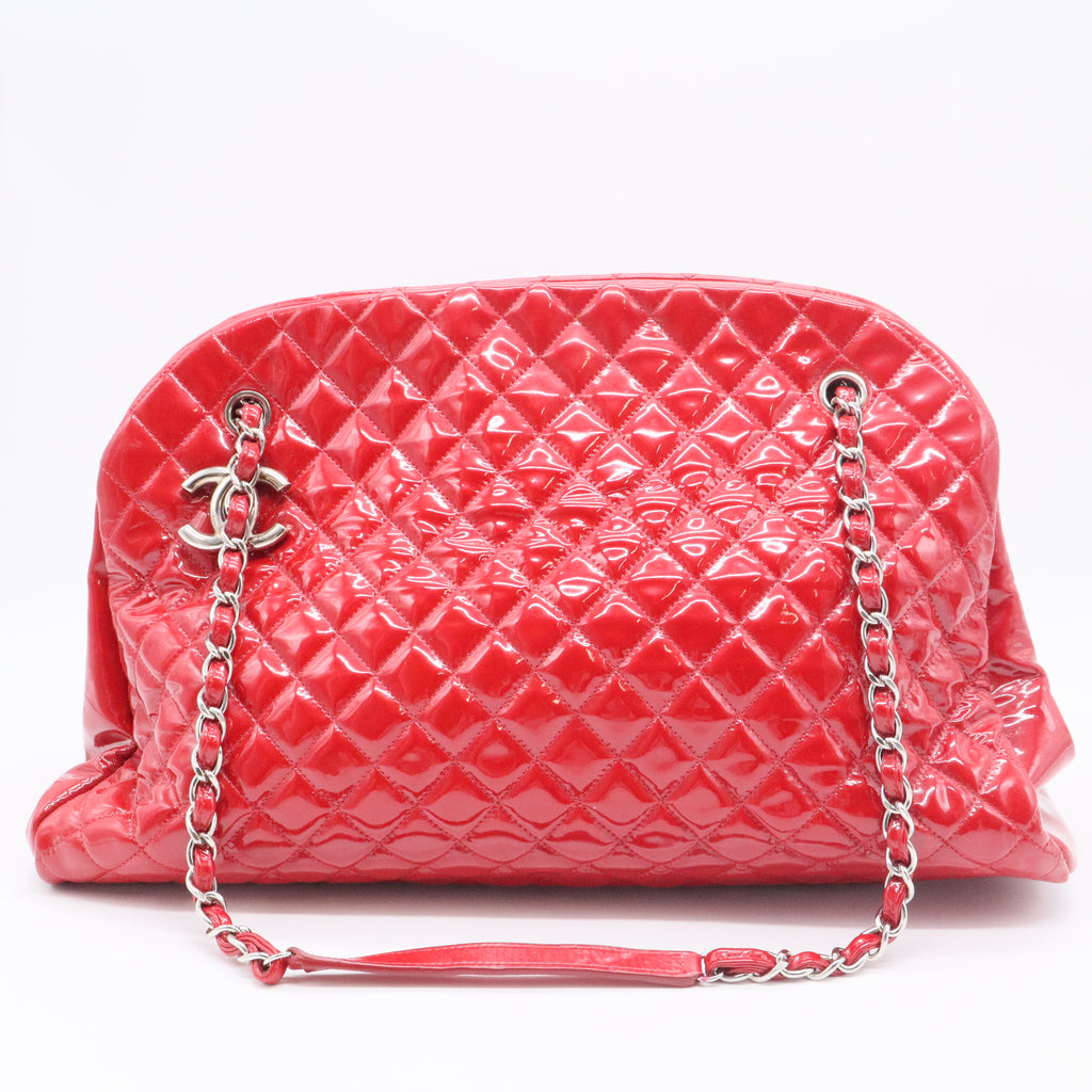 Red Large Glazed Calfskin Mademoiselle Bowling Bag unboxing