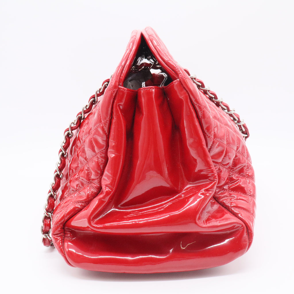 Red Large Glazed Calfskin Mademoiselle Bowling Bag unboxing