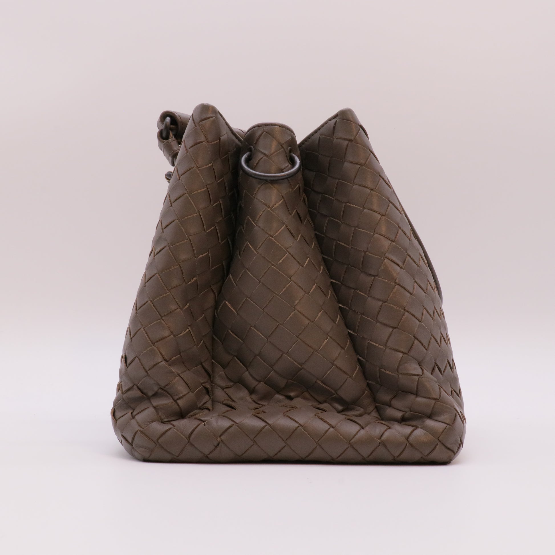 Brown Intrecciato Roma Leather Tote Bag twins