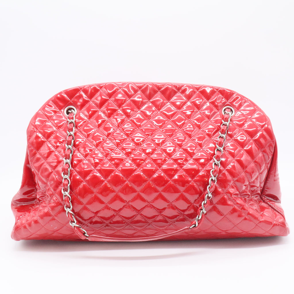 Red Large Glazed Calfskin Mademoiselle Bowling Bag unboxing