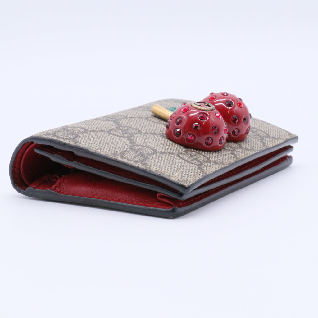 Cherry GG Compact Wallet Card Case Supreme Leather