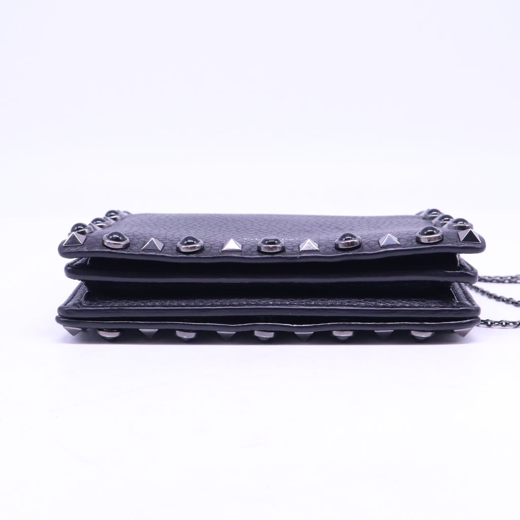 Valentino Garavani Rockstud Rolling Noir Leather Shoulder Bag B21142