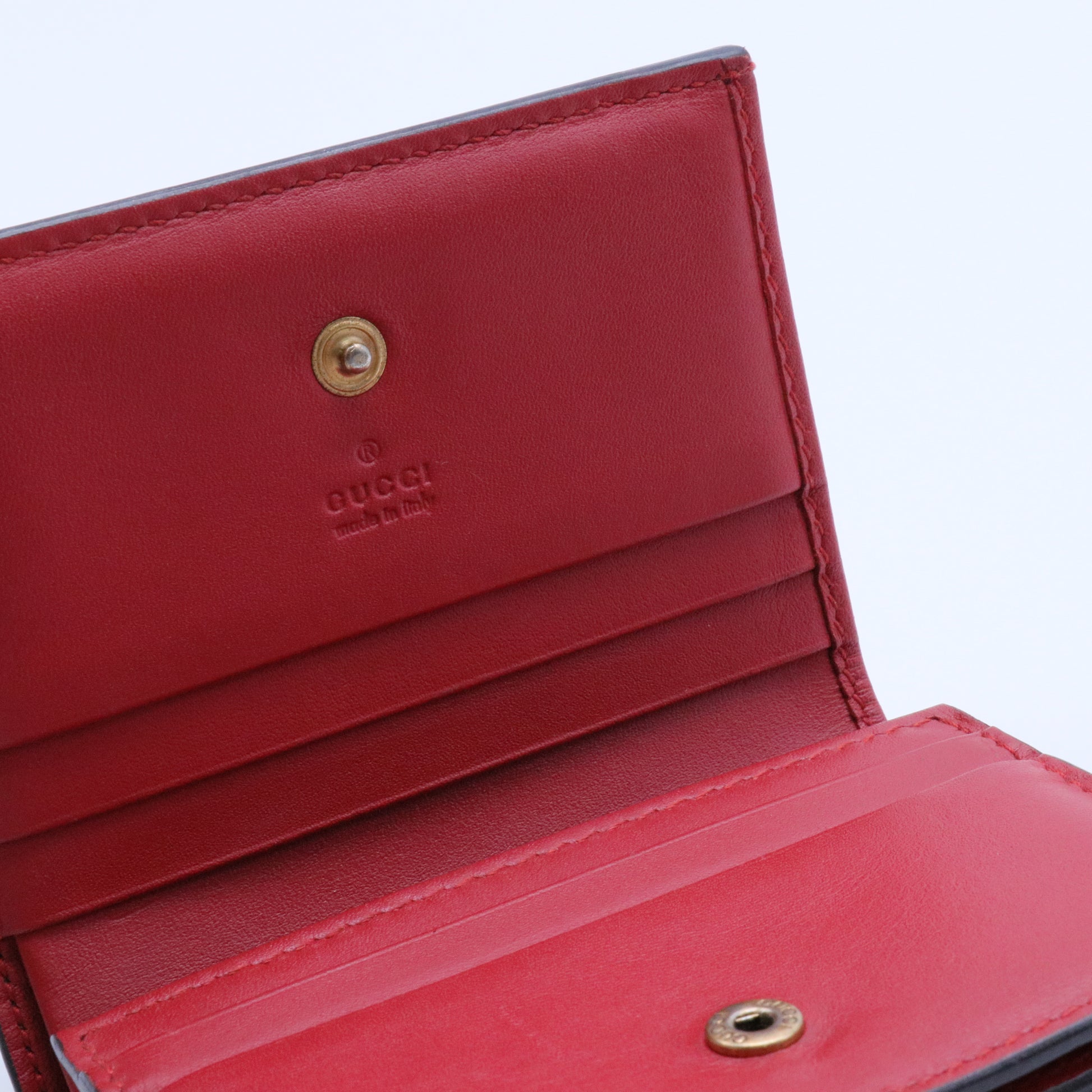 Cherry GG Compact Wallet Card Case Supreme Leather