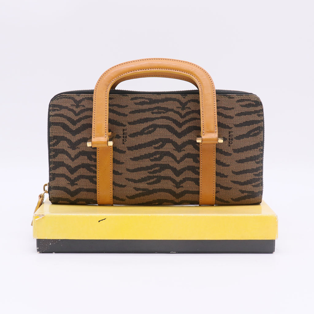 Fendi Zebra Print Canvas Twins Handbag B23472
