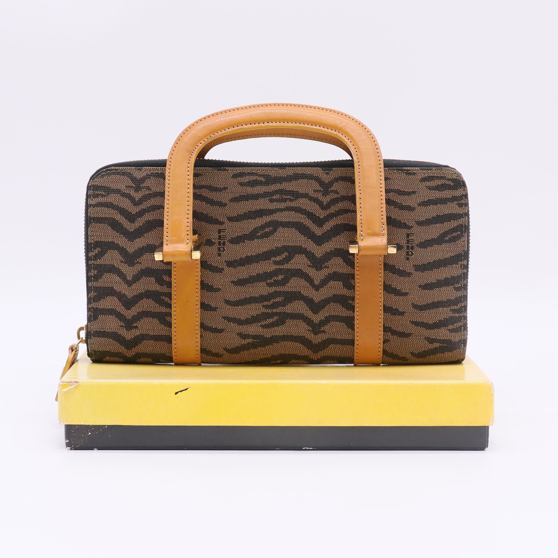 Fendi Zebra Print Canvas Twins Handbag B23472