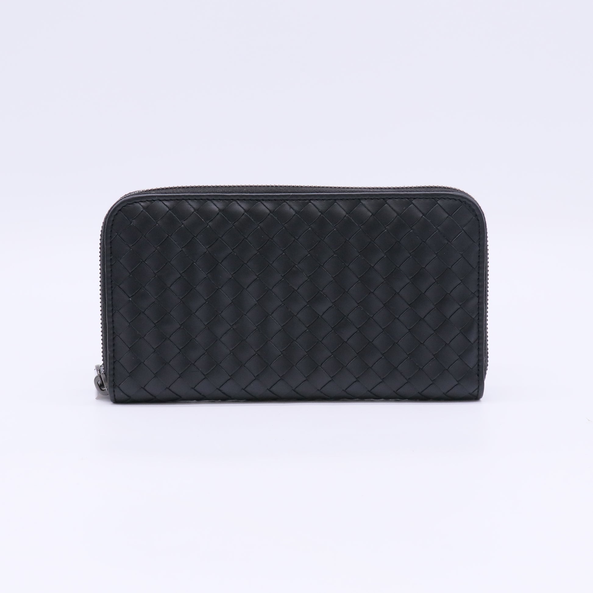 Bottega Veneta Intrecciato Zip-Around Long Wallet in Black W23071