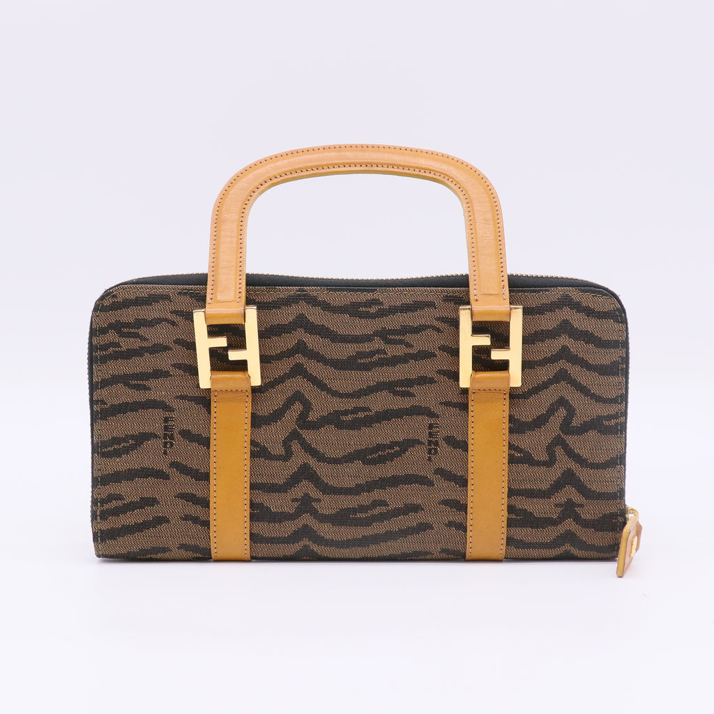 Fendi Zebra Print Canvas Twins Handbag B23472