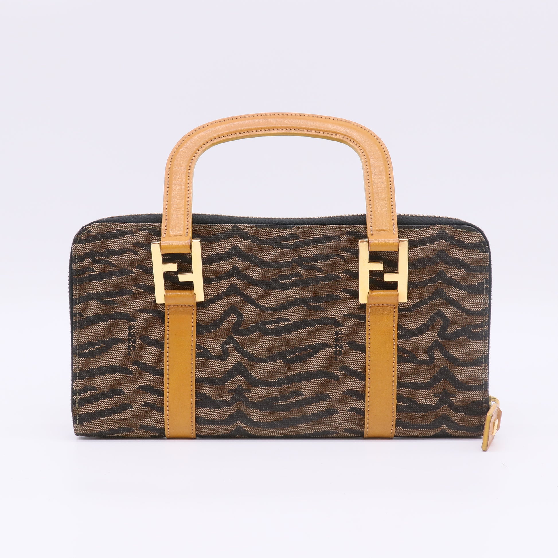 Fendi Zebra Print Canvas Twins Handbag B23472