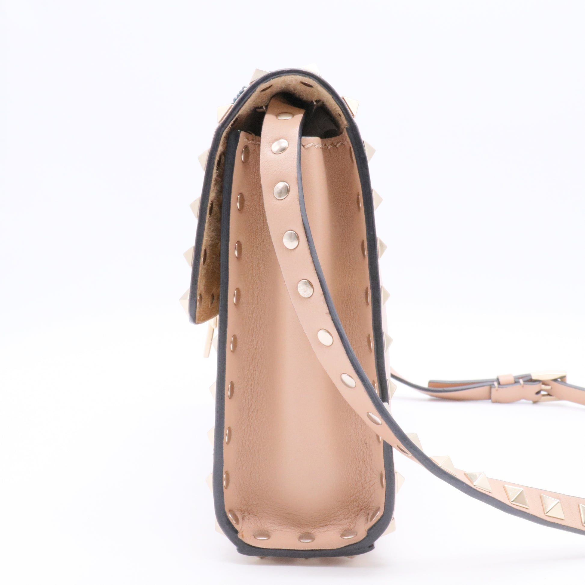 Beaded Butterfly Leather Shoulder Bag