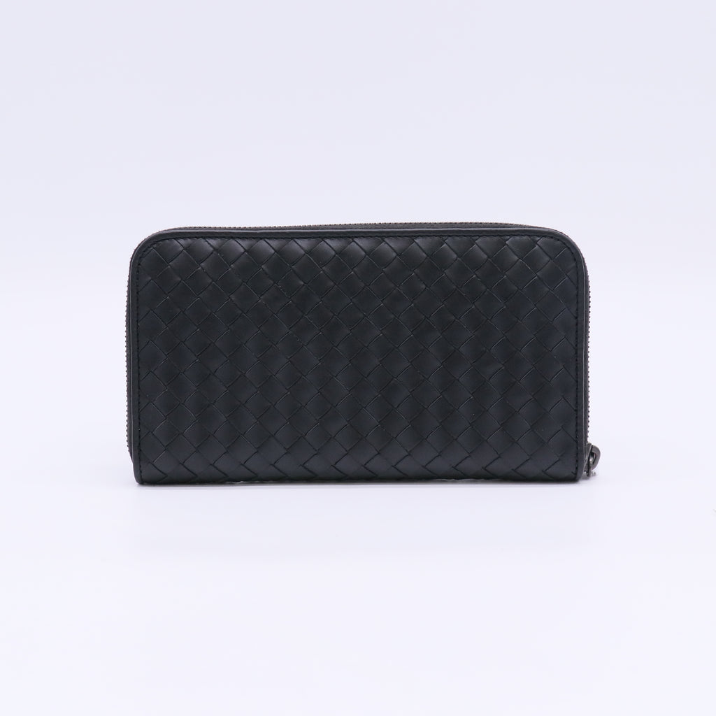 Bottega Veneta Intrecciato Zip-Around Long Wallet in Black W23071